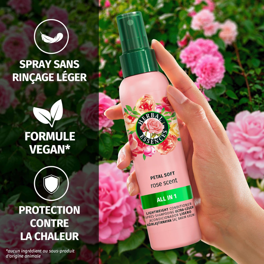 Herbal Essences Routine Douceur Parfum Rose avec Shampooing 250 ml, Après-Shampooing 200 ml, Masque 500 ml Et Spray Tout-en-Un Léger 145 ml