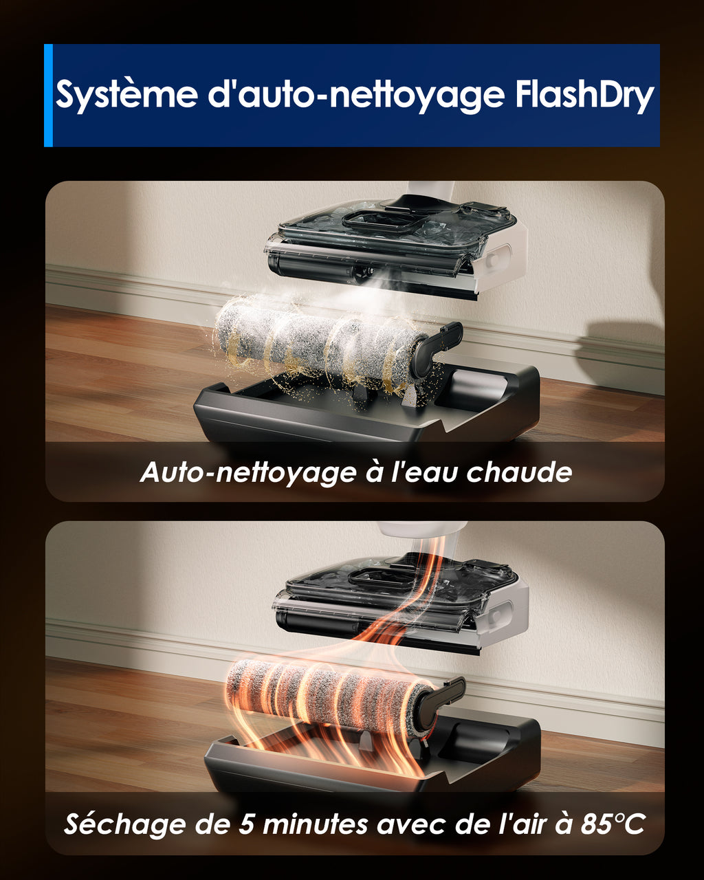 Tineco Floor One Switch S6 Stretch Aspirateur eau et poussière, Multifonction, À plat 180°, Autonettoyant, Autonomie 65 min, Nettoyage des bords des deux côtés et nettoyage de toute la maison