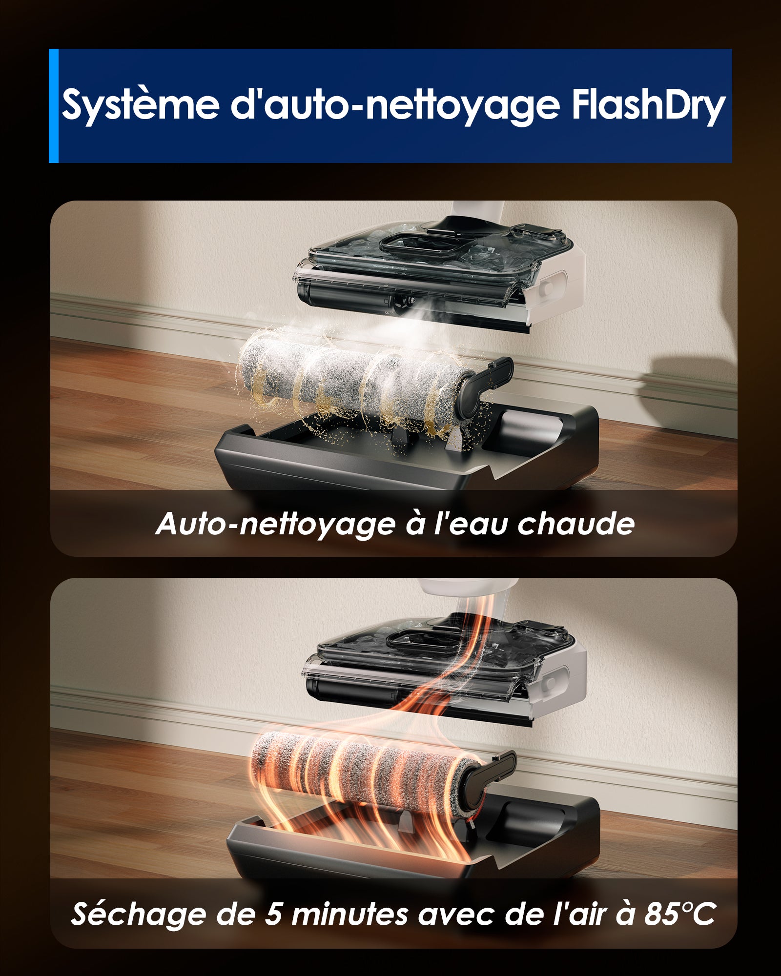 Tineco Floor One Switch S6 Stretch Aspirateur eau et poussière, Multifonction, À plat 180°, Autonettoyant, Autonomie 65 min, Nettoyage des bords des deux côtés et nettoyage de toute la maison