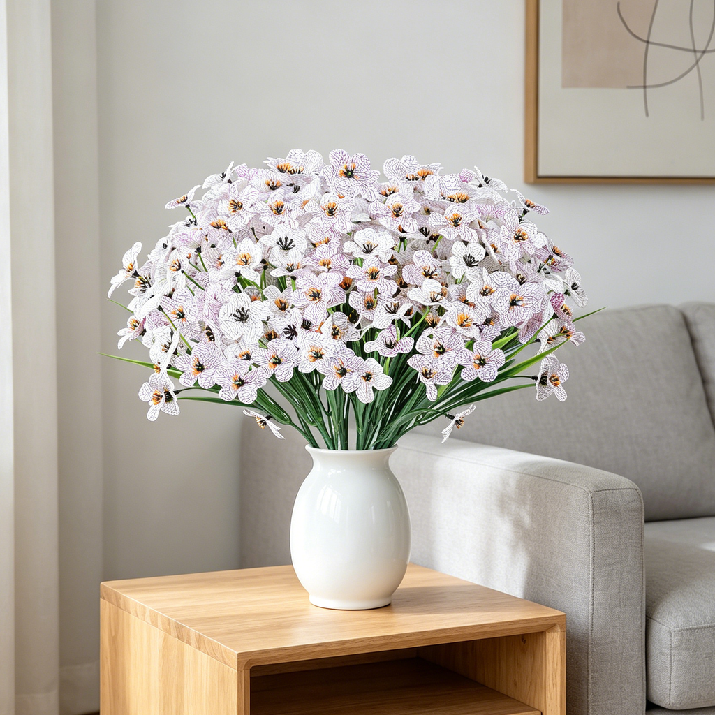 Yuejia Lot de 4 fleurs artificielles 13 po/33 cm pour extérieur, fleurs factices en plastique résistantes à la décoloration, plantes artificielles pour décoration