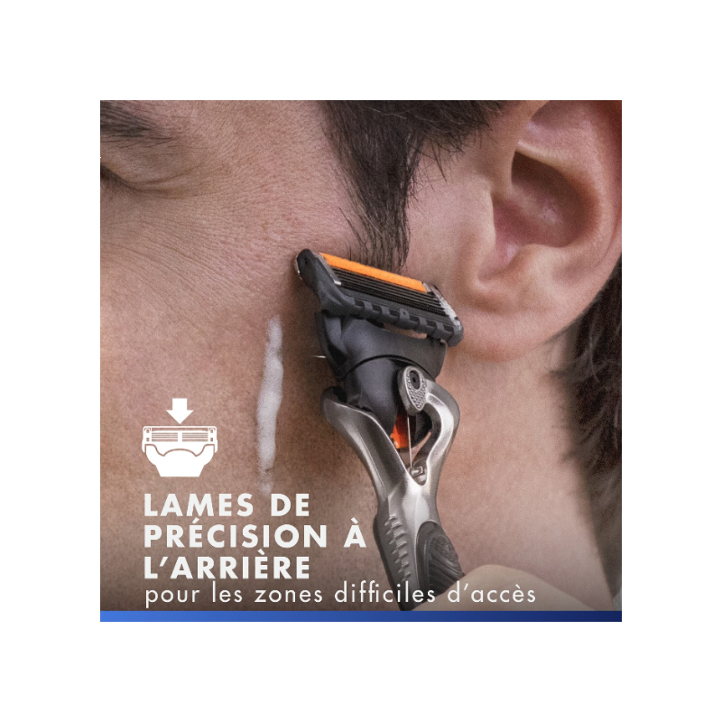 Gillette Rasoir Homme Proglide, avec 1 Recharge, Noir | Manche Reutilisable, Tête Flexible à 5 Lames, Bande Lubrifiante x2, 1Cartouche Jusqu’à 30 Rasages