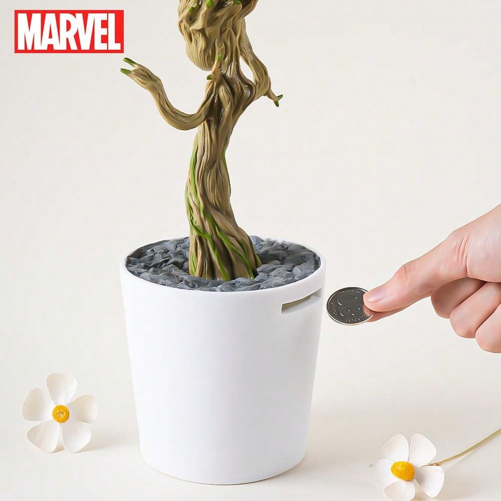 Tirelire Marvel Groot 3D Officiellement Licenciée en PVC Étanche et Antichoc – Figurine Décorative, Boîte à Monnaie, Organisateur de Bureau, Objet de Collection, Cadeau