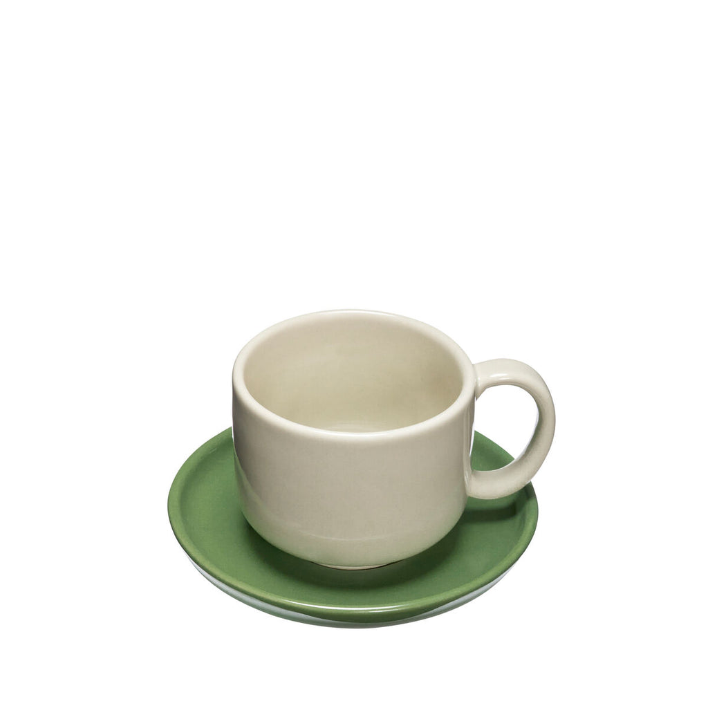 Hübsch Amare Tasse/Soucoupe Sable/Vert