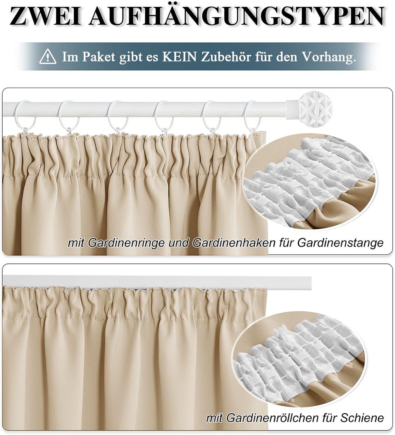 PONY DANCE Rideau occultant avec pliure crayon, 1 panneau, L 300 x l 245 cm (L 118 x l 96 pouces), beige biscotti
