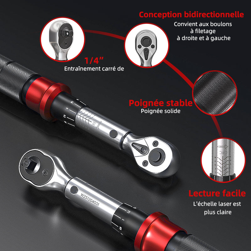 MOVECRAB Coffret de 6 clés dynamométriques mécaniques 5-220 N.m avec 3 rallonges