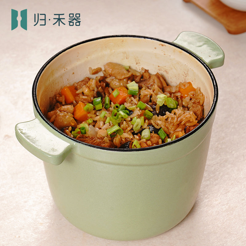 Pot pour aliments pour bébés en fonte émaillée, mini faitout multifonction pour 1 personne pour bouillie et soupe, compatible avec les plaques à induction, hot pot pour 1 personne