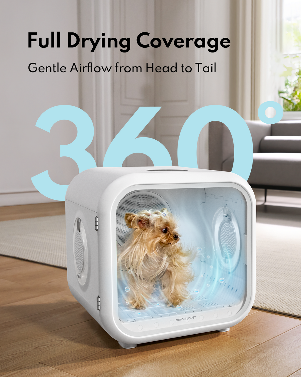 Homerunpet Drybo Caisson de séchage automatique pour animaux PD50, capacité 50 L, fonctionnement ultra-silencieux, température réglable, contrôle de sécurité intelligent
