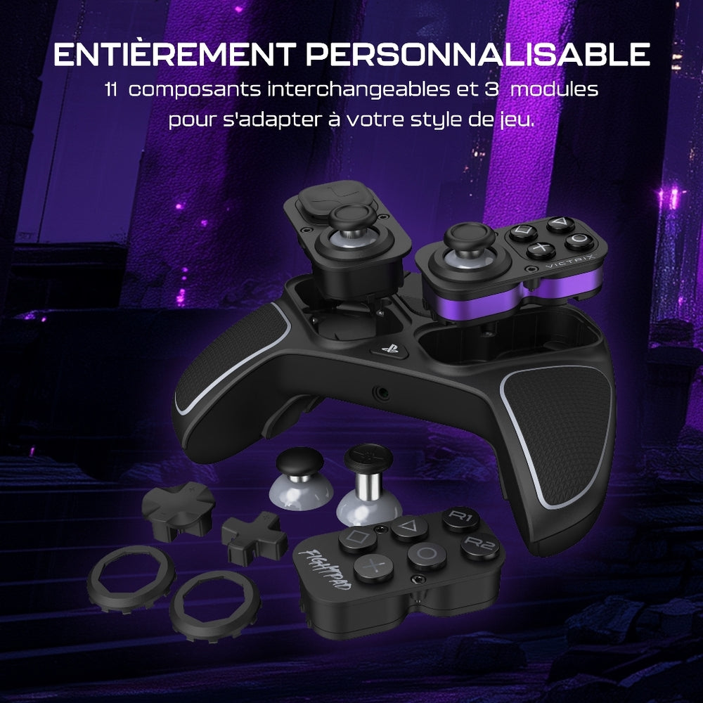Turtle Beach Victrix Pro BFG Reloaded Manette esport modulaire Sans fil - Sticks Anti-Drift & Module Fightpad 6 boutons - PC, PS5 (Licence officielle PlayStation) - Noir
