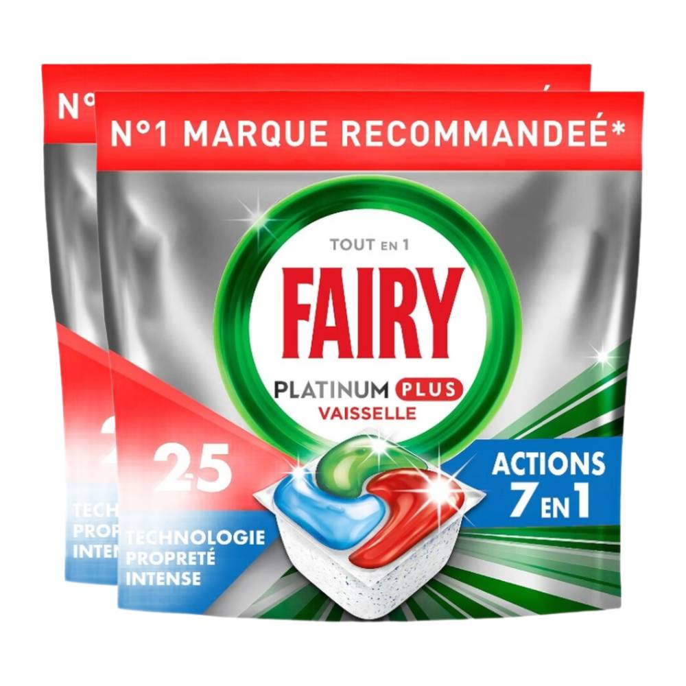 Fairy Platinum Plus Intense Clean Tablettes Lave-Vaisselle, 2 x 25 Unités (= 50 Tablettes)