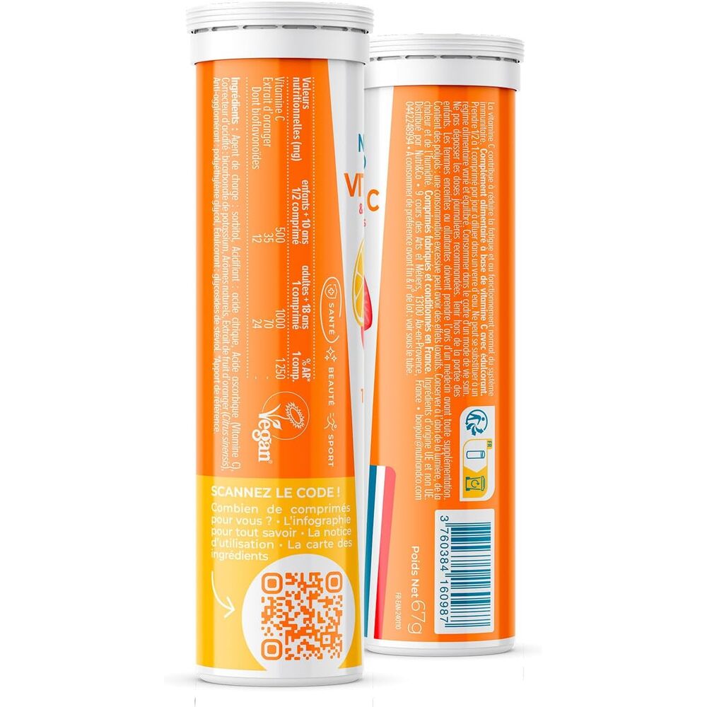 Nutri&Co Vitamine C - goût Citron-Fraise - 15 comprimés effervescents (Lot de 3)