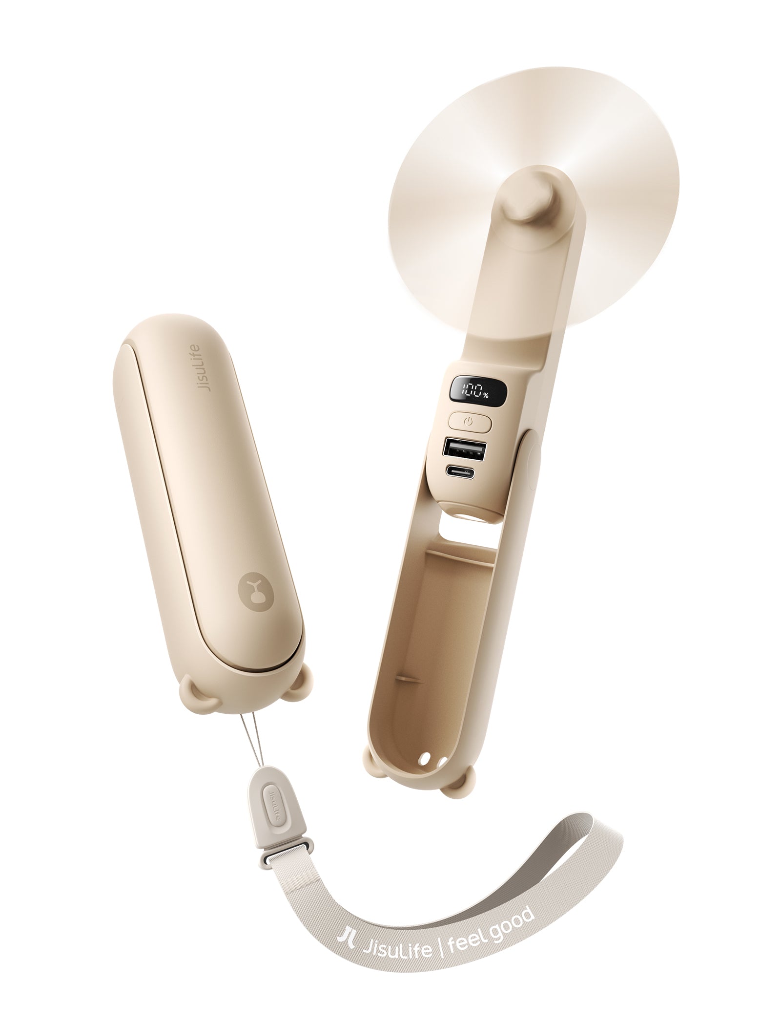 JISULIFE Ventilateur portable rechargeable – La nouvelle version améliorée est dotée d'un écran numérique LED clair pour l'état de la batterie en temps réel