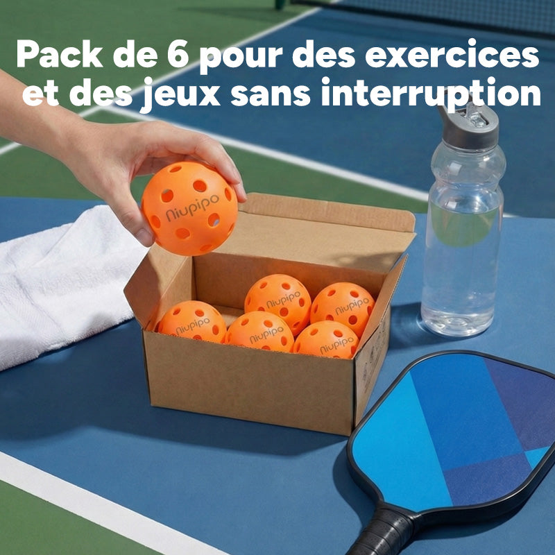 NIUPIPO Lot de 6 balles de pickleball en TPE de haute qualité et durable pour intérieur - Ø 74 mm