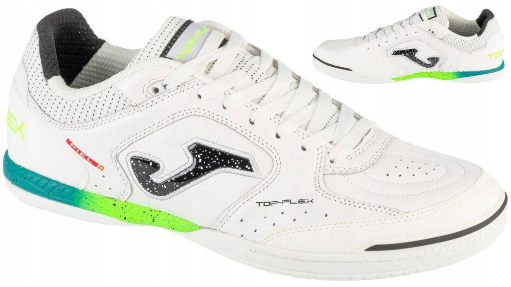 JOMA Chaussures de futsal Top Flex intérieures Blanc/Lime 45