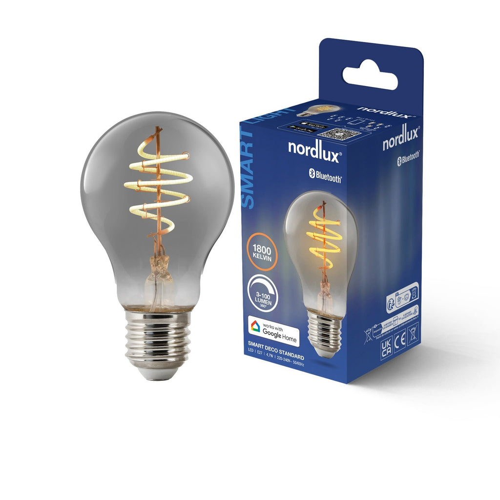 Ampoule SMART - E27 A60 standard, verre fumé - blanc chaud 1800K 100 l. - Nordlux