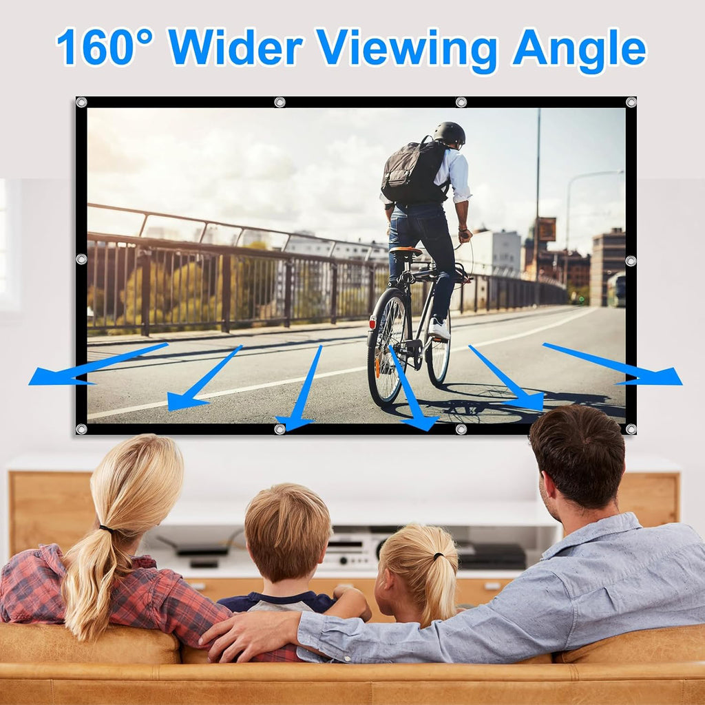 XBJ Écran de projection 100 pouces 16:9 | Écran de projection double face pliable anti-froissage HD 4K, Angle de vision large de 160°
