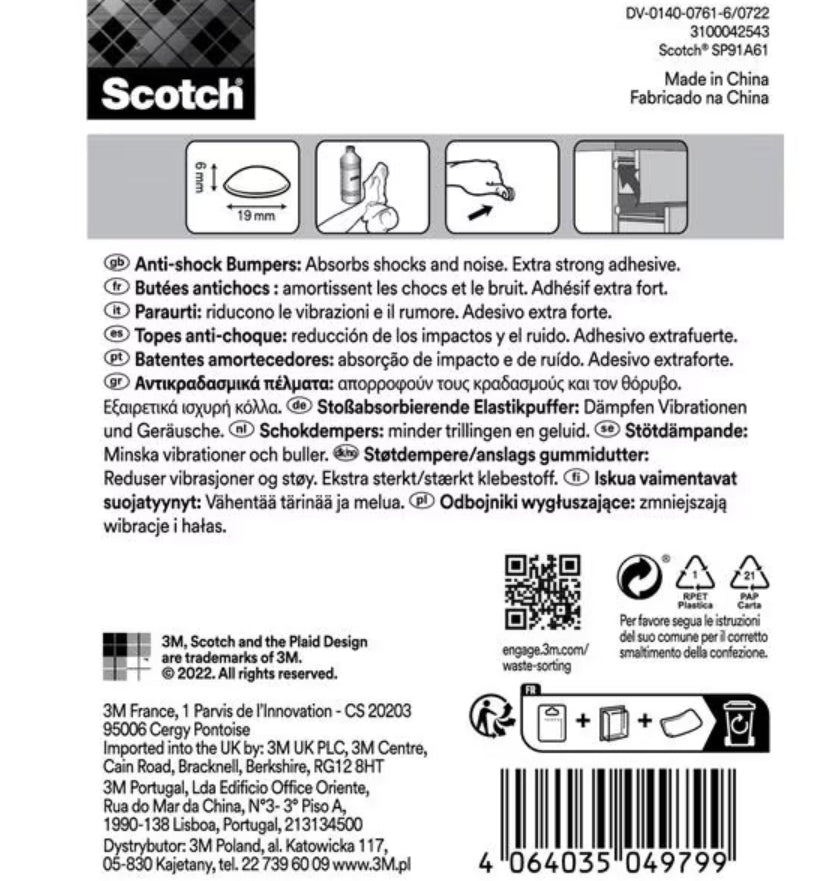 Scotch® Amortisseurs ronds adhésifs translucides - Ø 19 mm