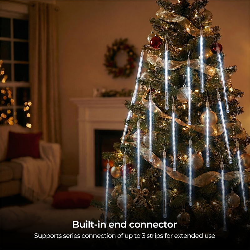 M.TK Guirlande Lumineuse Pluie de Météores avec 15 Tubes 720 LED Gouttes de Pluie Étanches Effet Chute de Neige pour Sapin de Noël (Blanc Chaud)