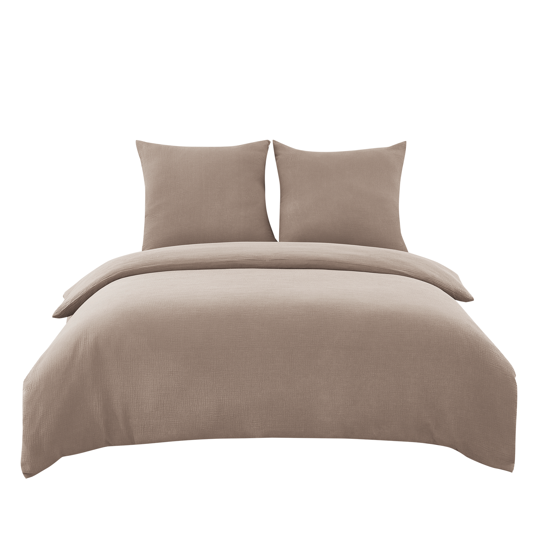 Ensemble housse de couette et taies d'oreiller en double gaze de coton, kaki, 200 x 240 cm + 80 x 80 cm x 2