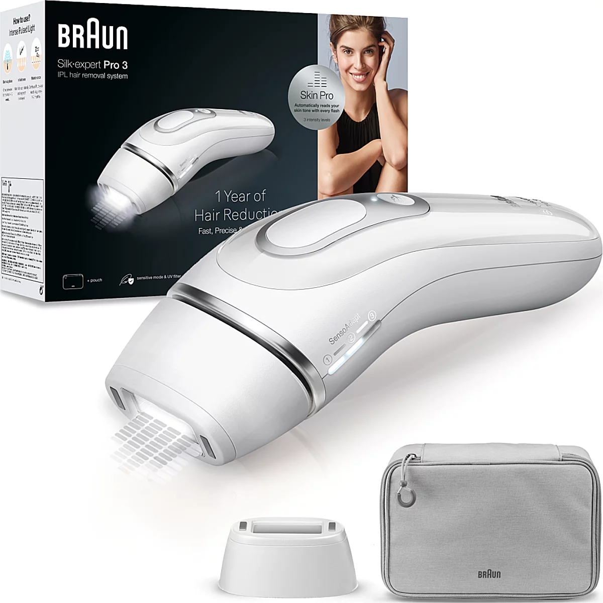 Braun Silk·expert Pro 3 PL3020 Épilateur à lumière pulsée IPL, usage domestique, technologie SkinPro - blanc