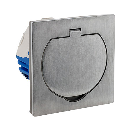Zenitech Prise de sol 16 A, 2 pôles + terre - Finition en aluminium brossé - Indice IP55 - Monoprise