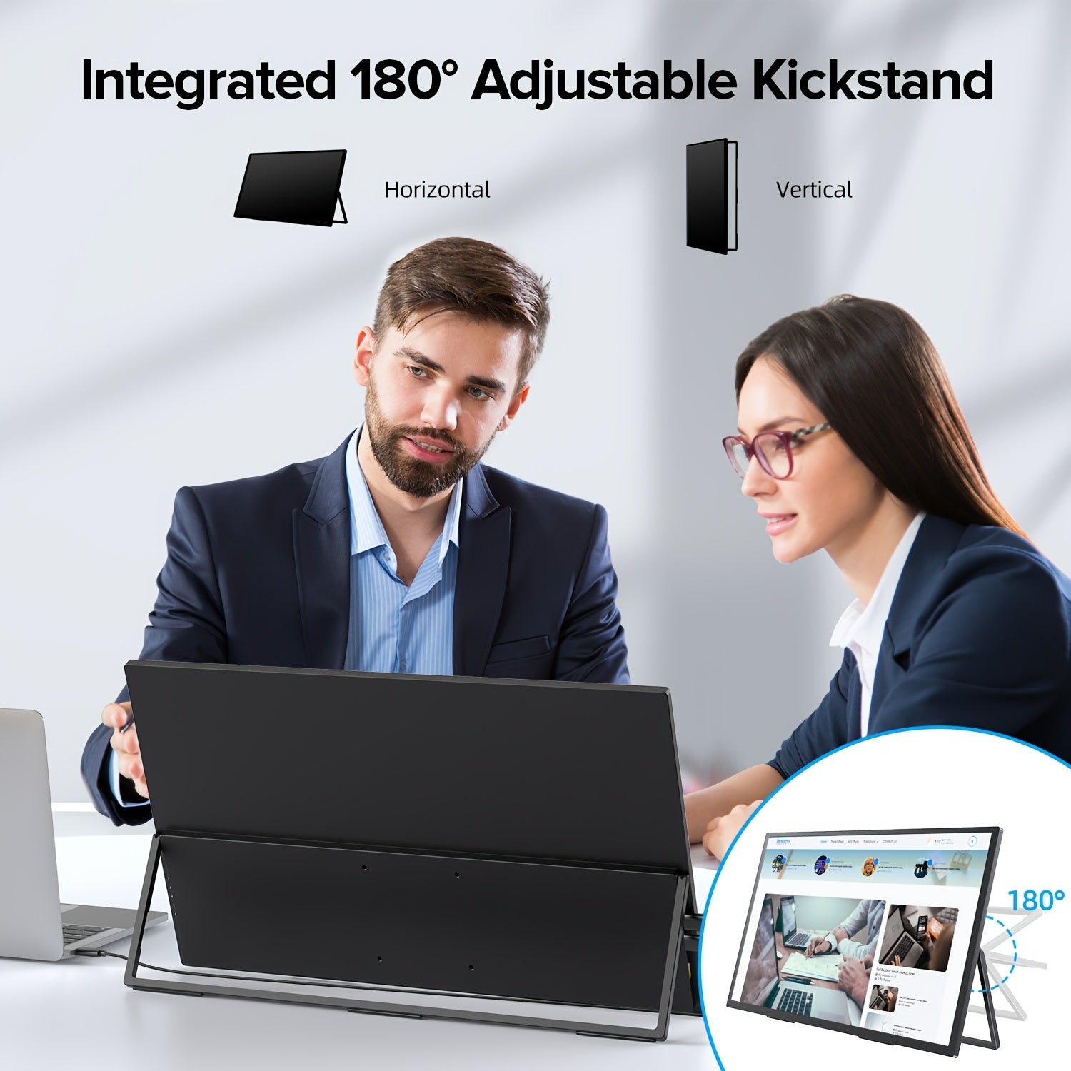 UPERFECT Moniteur portable QLED 4K 18,4 pouces avec écran UHD 3840 x 2160, support intégré, USB-C, Mini-HDMI, pour PC, ordinateur portable, téléphone portable, Xbox, Switch, PS4/5