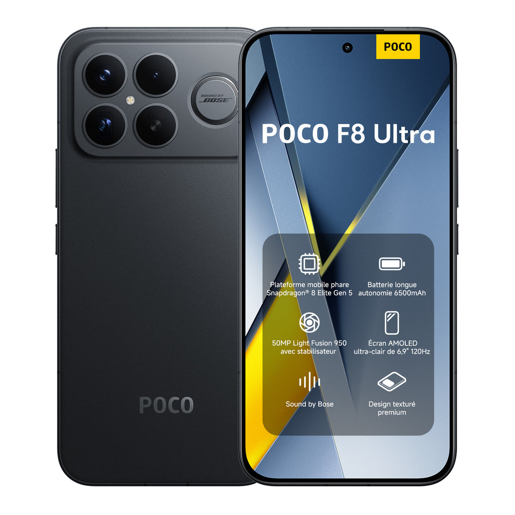 POCO F8 Ultra Noir 12 Go RAM 256 Go ROM eSIM, Double SIM, NFC