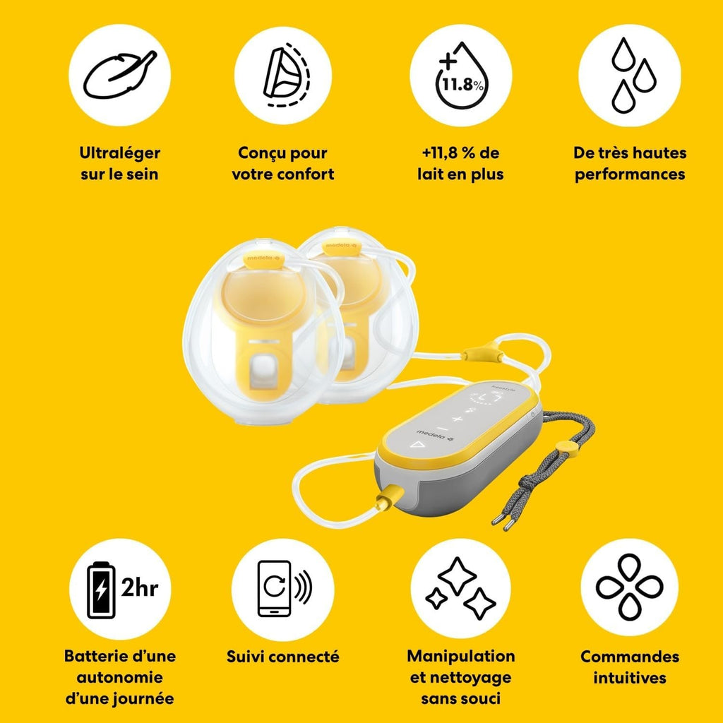 MEDELA Freestyle Hands-Free - Tire-lait électrique double, coquilles 21/24 mm