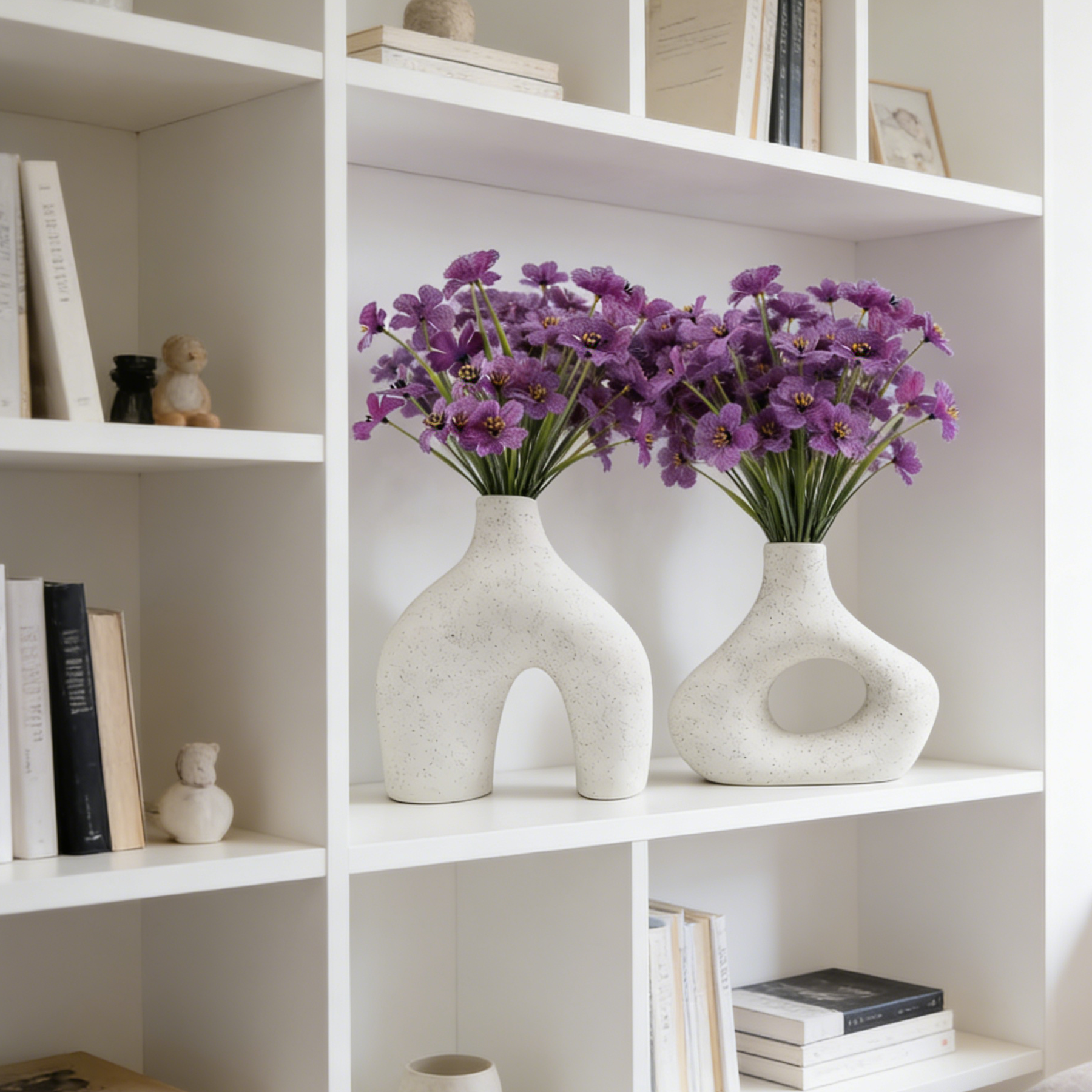 Yuejia Lot de 4 fleurs artificielles 13 po/33 cm pour extérieur, fleurs artificielles en plastique résistantes à la décoloration, plantes artificielles pour décoration