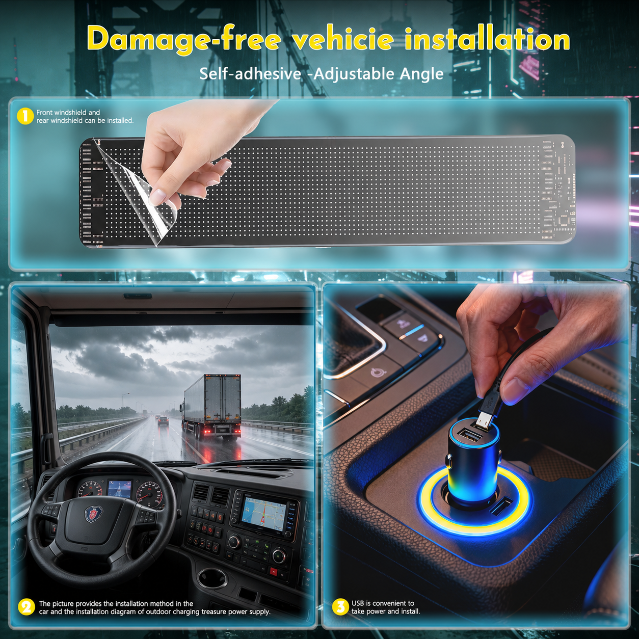 Quplavo Écran OLED autoadhésif 16 x 192, Version avec alimentation