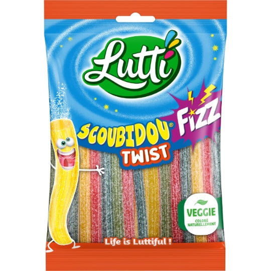 LUTTI SCOUBIDOU FIZZ TWIST Bonbons Acidulés Fils Tressés 180g