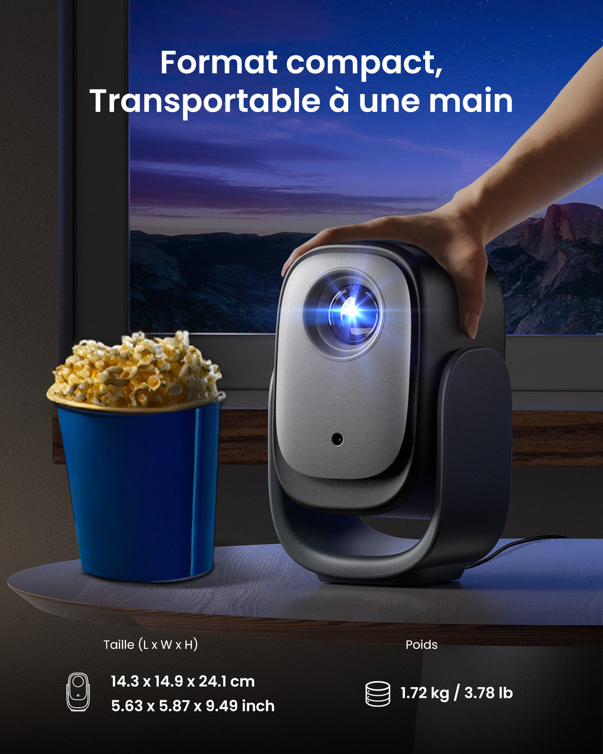 Dangbei N2 mini Projecteur portable intelligent 1080 P avec Wi-Fi et Bluetooth, Sous licence officielle Netflix, Audio Dolby, Mise au point automatique, Correction automatique du trapèze, Évitement d’obstacles