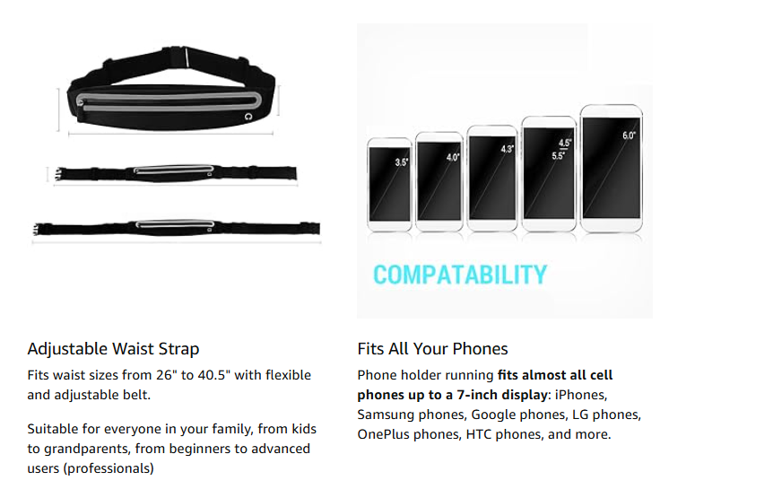GoZone Sac banane fin entièrement réfléchissant avec poche zippée, Porte-téléphone de course, Ceinture porte-monnaie, Accessoires d'entraînement