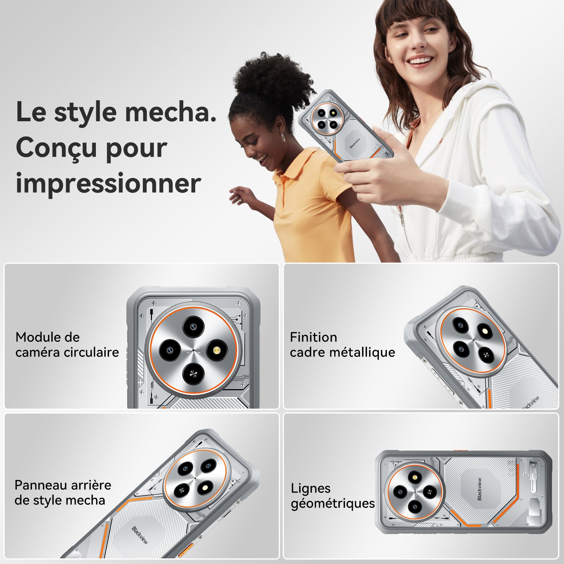 Blackview Fort 2 Android 15, 24 Go (8+16) RAM + 256 Go ROM (Extension carte TF 2 To) Smartphone 4G extérieur, Caméra IA 16 MP, 6,56" HD+, 5000 mAh, MediaTek G81, Téléphone de chantier étanche IP68, NFC, OTG, GPS, FM, 5G, WiFi Double SIM