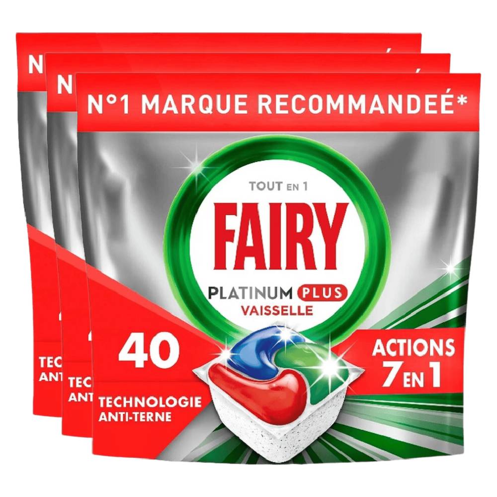 Fairy Tablettes Lave-vaisselle Platinum Plus Original 3 x X40 (= 120 tablettes)