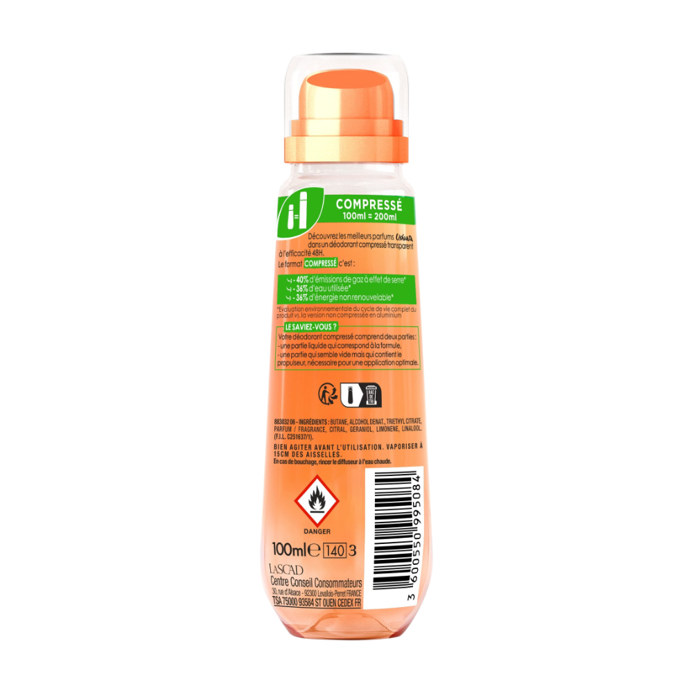 Ushuaïa Déodorant Compressé 48h Fleur d'Oranger 100ml