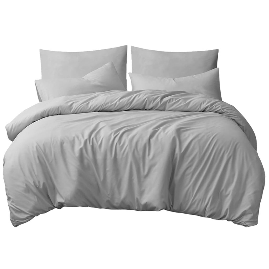 LeBonsoir Parure de lit brossée avec 1 housse de couette 240 x 220 cm et 2 taies d’oreiller 65 x 65 cm, avec fermeture éclair - Gris clair
