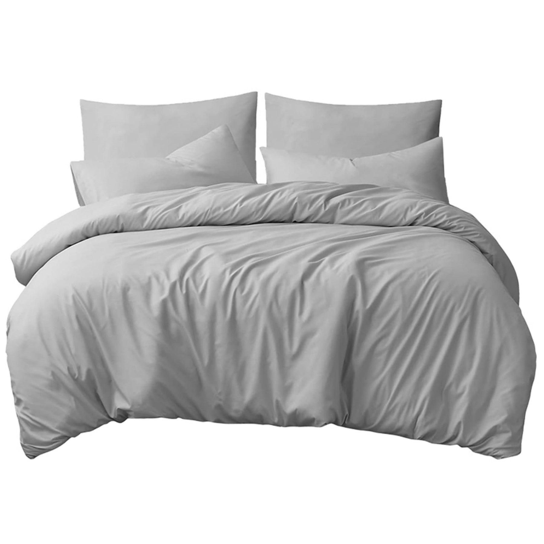 LeBonsoir Parure de lit brossée avec 1 housse de couette 240 x 220 cm et 2 taies d’oreiller 65 x 65 cm, avec fermeture éclair - Gris clair