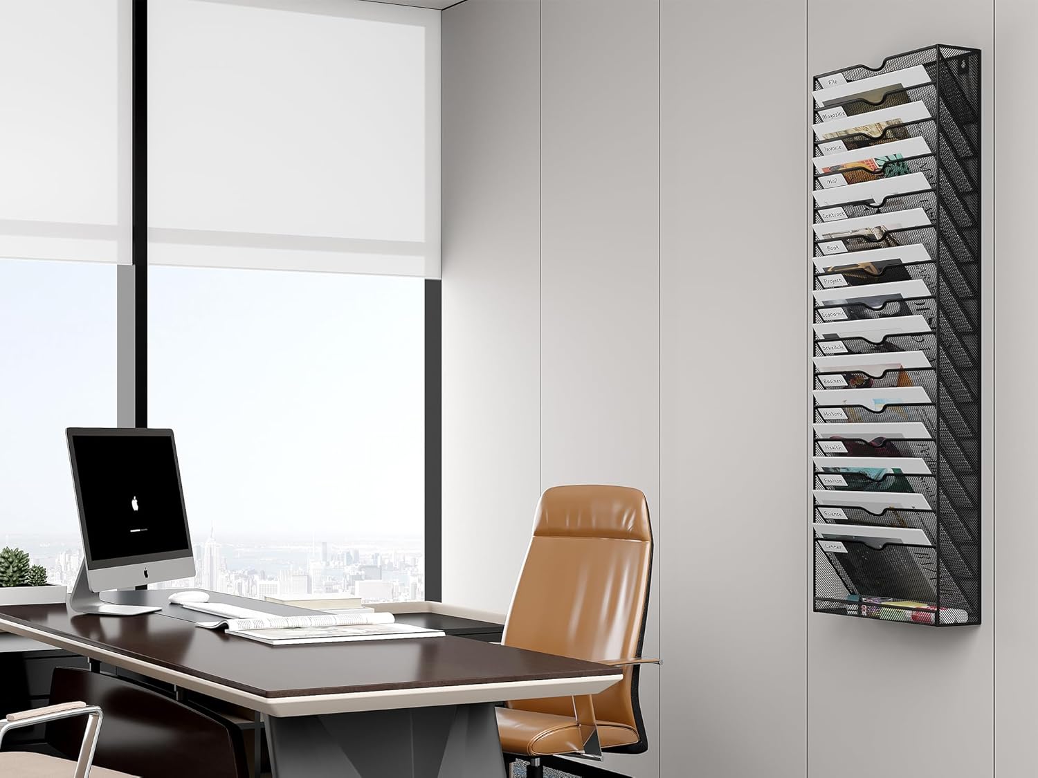 Senhoglb Porte-dossiers mural A4 en maille 16 compartiments, noir, soldes du Nouvel An, meilleures idées cadeaux
