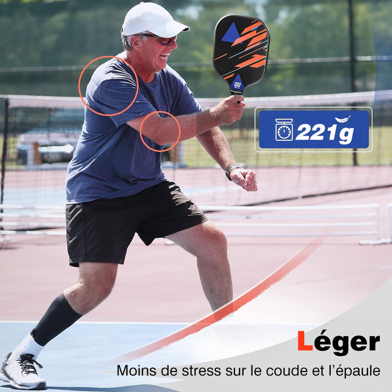 NIUPIPO MX-19 Lot de 4 raquettes de pickleball, 4 bandes de préhension, 4 balles et un sac de transport