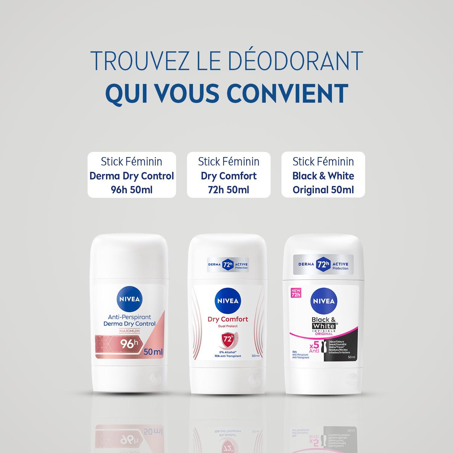 NIVEA Déodorant Femme Aisselles Derma Dry Control 96H Stick 50 ml