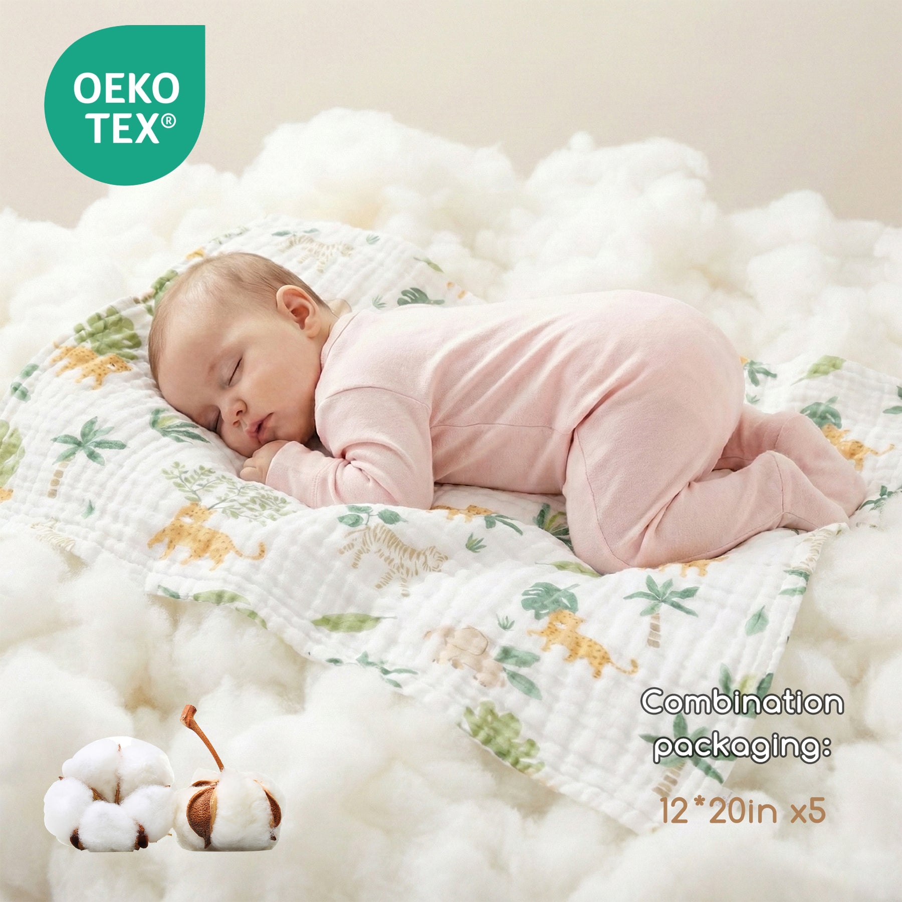 LeBonsoir Langes en mousseline pour bébé, lot de 5 lange-carrés anti-coliques, 100 % coton, 6 épaisseurs, absorbants, doux et respirants, 50 x 25 cm, indispensables pour bébé dès la naissance, colorés