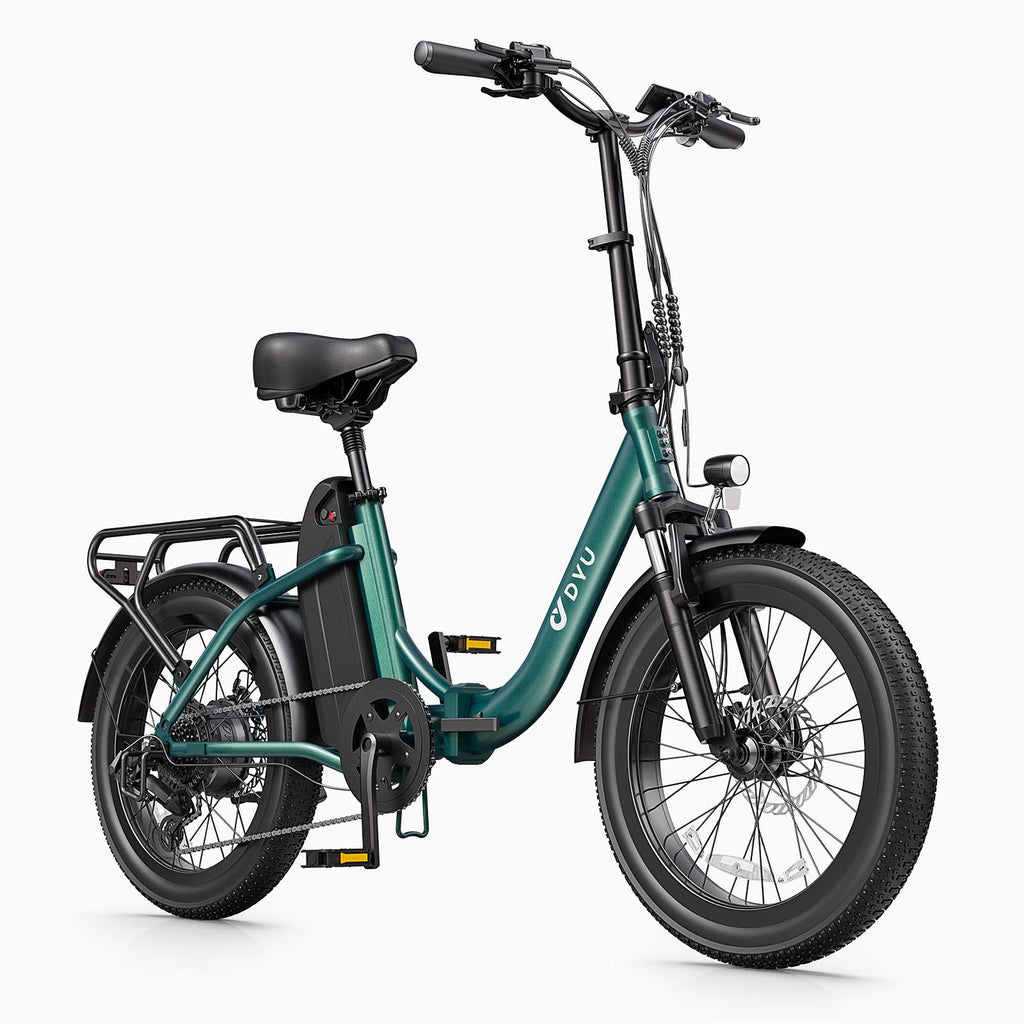 DYU C9 Vélo électrique pliant pour adulte, 20", 250 W, 48 V, 15,6 Ah, Fatbike, VTT électrique, 25 km/h - Vert