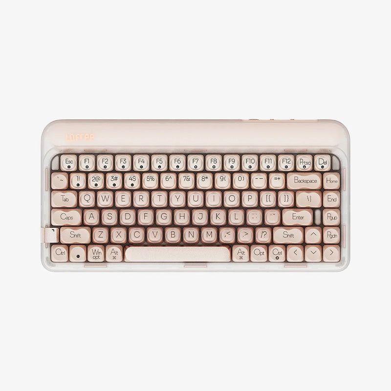 Clavier mécanique 75 % tri-mode Lofree OE914, disposition QWERTY US, 84 touches, commutateurs linéaires remplaçables à chaud, batterie 4000 mAh, rétroéclairage LED aux couleurs chaudes, rose chaud