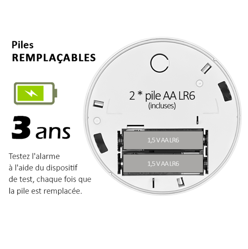 KYF Détecteur de fumée conforme CE avec batterie remplaçable 3 ans