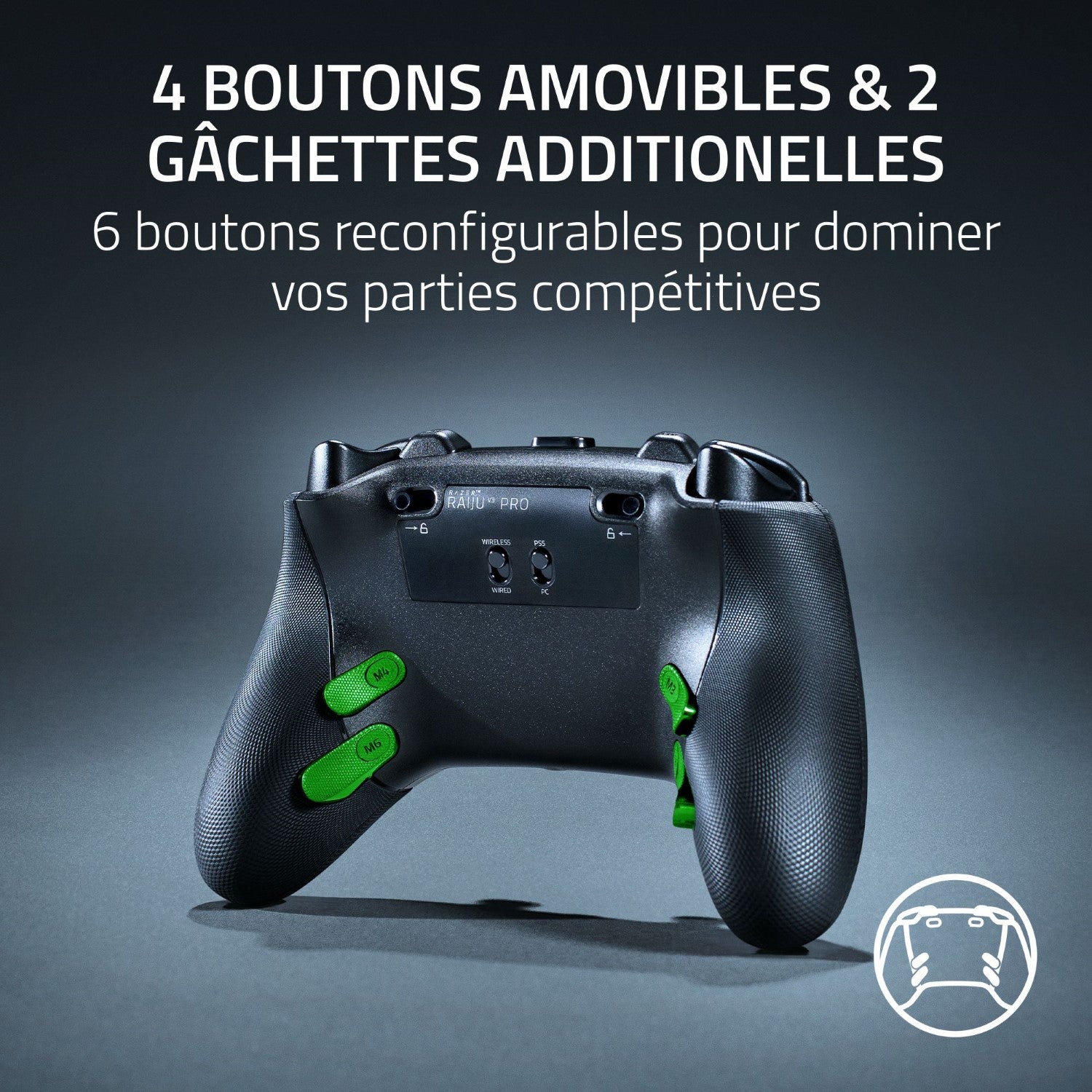 Razer Raiju V3 Pro Manette eSport sans fil - PS5 & PC - Noir