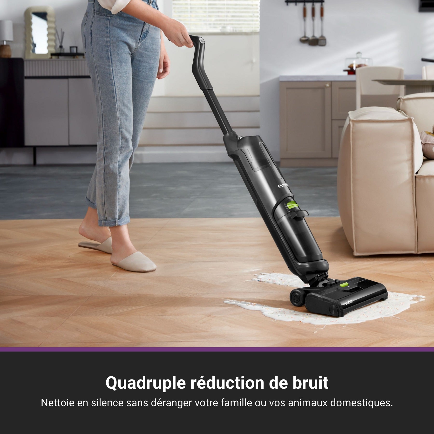 Eureka Aspirateur laveur sans fil eau et poussière, aspirateur laveur avec système autonettoyant, aspirateur léger pour parquets, animaux de compagnie et saletés collantes, Noir, NEW400