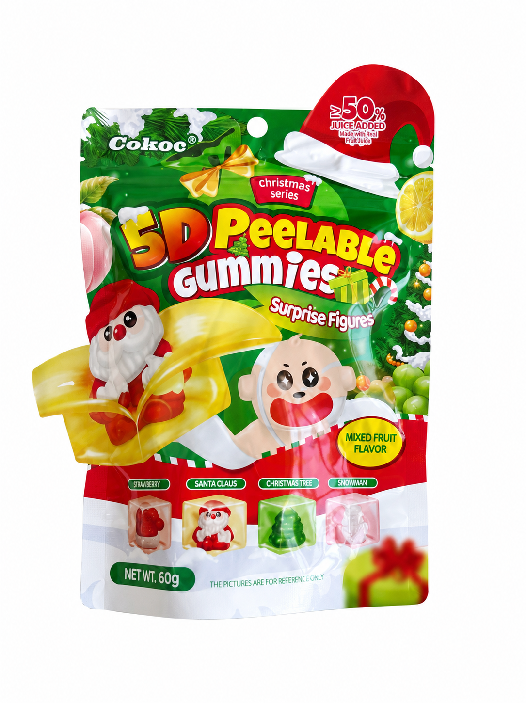 CN Cokoc Bonbons gélifiés pelables aux fruits assortis Noël 60 g