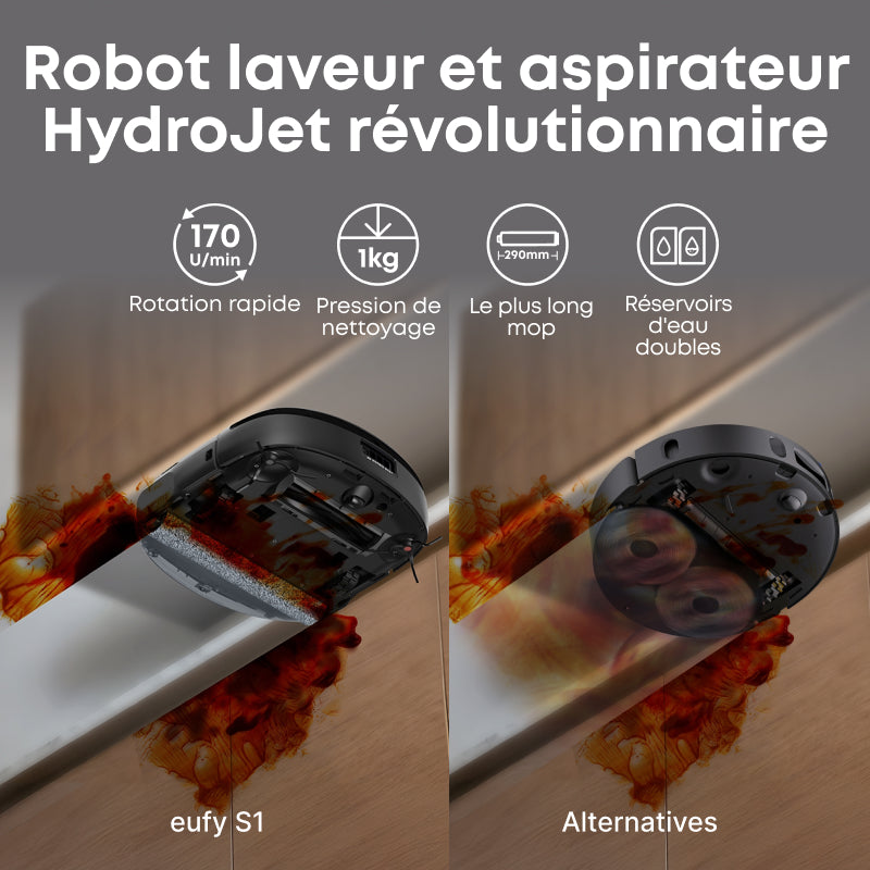 eufy Omni S1 – Robot aspirateur, système de lavage des sols révolutionnaire, Station UniClean 10-en-1 pour un nettoyage sans tracas, aspiration puissante de 8 000 Pa, nettoyage précis des bords aux coins