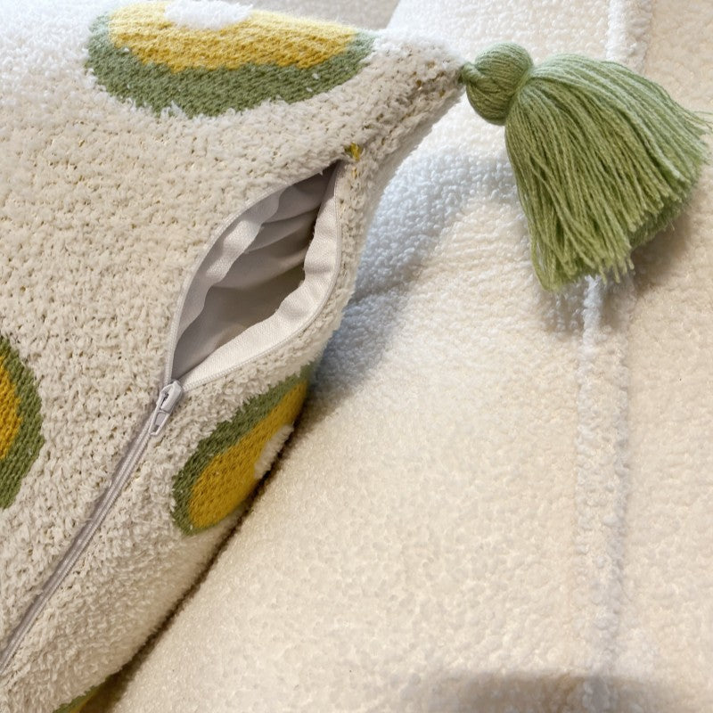 MEROPE, Housse de coussin en tricot acrylique sherpa, 50x50 cm, avocat, 1 pack