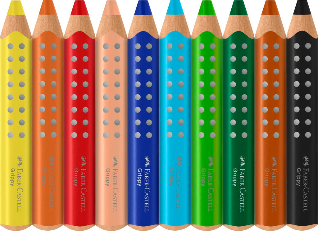 INPROB Crayons de couleur à prise ergonomique, lot de 10, avec taille-crayon